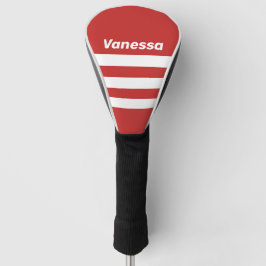 Retro Red Three Across Striping with Name Golf Headcover