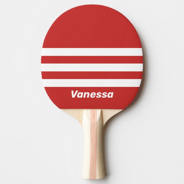 Retro Red Three Across Striping with Name Tischtennis Schläger (Vorderseite)
