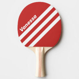 Retro Red Three Angled Striping with Name Tischtennis Schläger