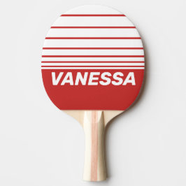 Retro Red Three Horizon Striping with Name Tischtennis Schläger