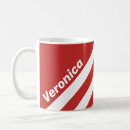 Retro Red Three Stripes with Name Kaffeetasse