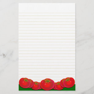 Retro Red Tomates Lined Stationery Briefpapier