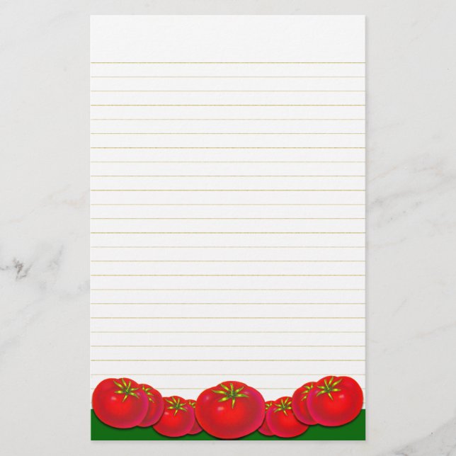 Retro Red Tomates Lined Stationery Briefpapier (Vorderseite)