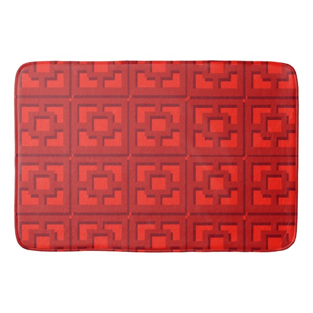 Retro Red Trellis Bath Mat Badematte (Vorderseite)