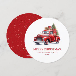 Retro Red Truck Frohe Weihnachtskarte Feiertagskarte