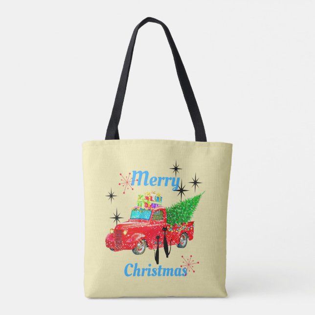 Retro Red Truck Weihnachtsbaumkatzen Tasche (Rückseite)