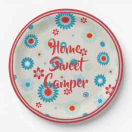 Retro Red und Aquamarin Camper Pappteller