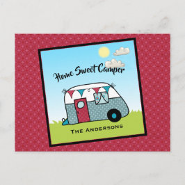 Retro Red und Aquamarin Camper Postkarte