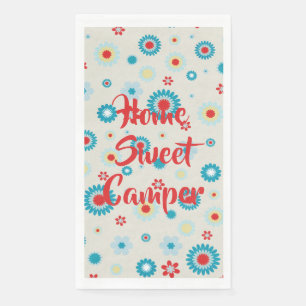 Retro Red und Aquamarin Camper Serviette