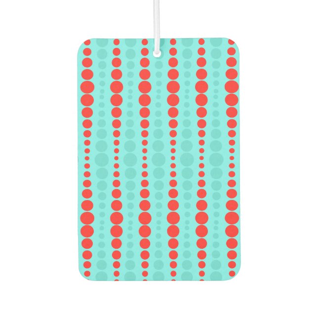Retro Red und Turquoise Dots Air Freshener Autolufterfrischer (Vorderseite)