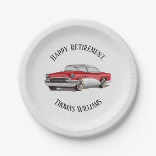 Retro Red und White Buick Pension Pappteller