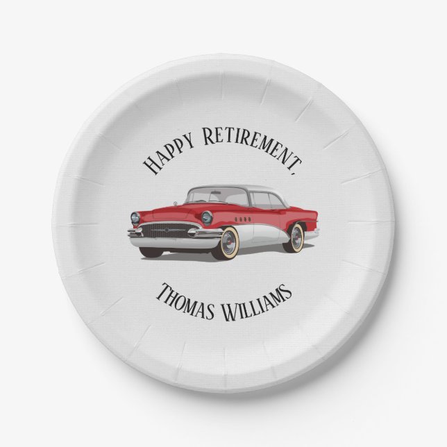 Retro Red und White Buick Pension Pappteller (Vorderseite)