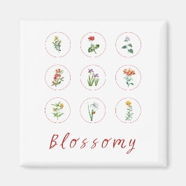 Retro Red Vintag Hibiskus Blossom Collage Design Magnet