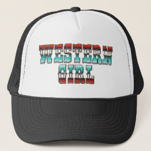 Retro Red White Blue Western Girl Truckerkappe