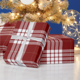 Retro Red White Christmas New Year Tartan Kariert Geschenkpapier
