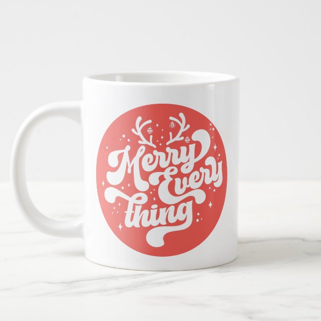 Retro Red White Merry alles Frohe Weihnachten Jumbo-Tasse (Links)