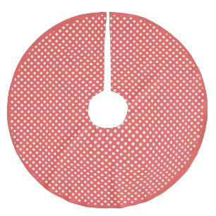 Retro Red White Polka Dot Muster Polyester Weihnachtsbaumdecke