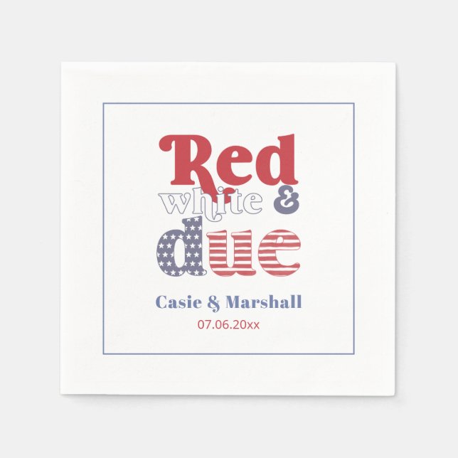 Retro Red White und Due Baby Dusche Party Keks Serviette (Vorderseite)