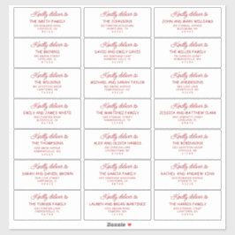 Retro Red & White Wedding Guest Address Labels