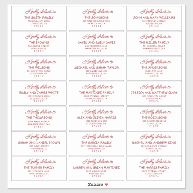 Retro Red & White Wedding Guest Address Labels (Blatt)