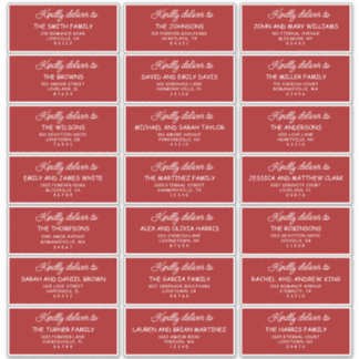 Retro Red & White Wedding Guest Address Labels
