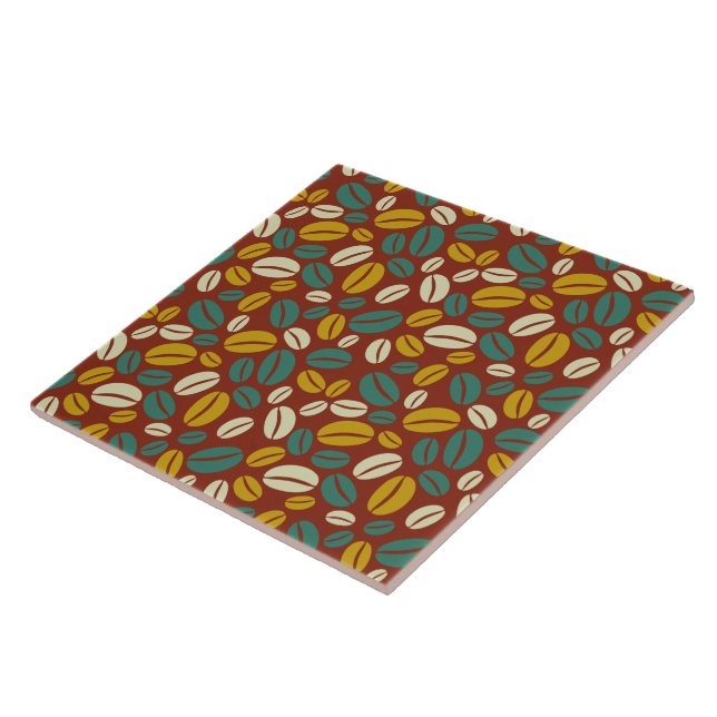 Retro Red Yellow Brown Java Coffee Boans Muster Fliese (Seite)