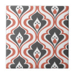Retro Reds Orange Schwarzes Muster Dekorieren Tile Fliese<br><div class="desc">Moderne dekorative Keramik-Fliesen in Rot-Orange,  Schwarz-Weiß,  Vintage Retro-abstrakte Formen für Ihre Zuhause DIY-Projekte wie Akzent Fliesen,  Küchenbacksplash,  Duschbäder und Bettwäsche,  Kaminumgebung und gerahmte Fliesen.</div>