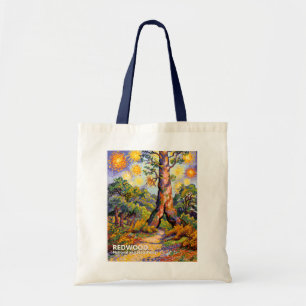 Retro Redwood Wald Farbiges Wildnis Van Gogh Tragetasche