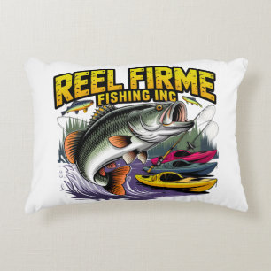Retro "Reel Firme Fishing Inc" Bass & Kayak Lenden Dekokissen