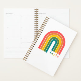Retro-Regenbogen 5 Buchstabenname Personalisiert Planer