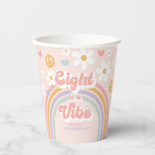Retro Regenbogen Acht ist eine Stimmung 8. Geburts Pappbecher