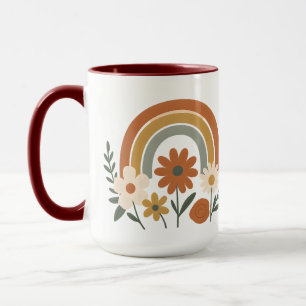 Retro-Regenbogen-Blumen-Keramik-Tasse Tasse