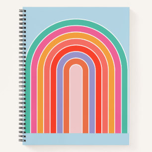 Retro-Regenbogen Farbige Blautöne Notizbuch