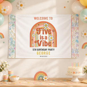 Retro Regenbogen FÜNF ist eine Stimmung Groovy 5. Banner