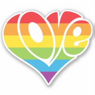 Retro-Regenbogen-Heart-Shaped-LIEBE-Aufkleber Aufkleber