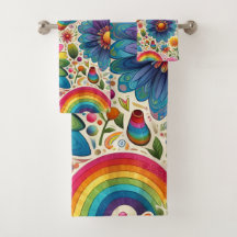 Retro-Regenbogen-Hippie-Blumenmuster