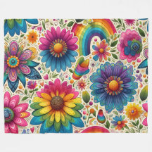 Retro-Regenbogen-Hippie-Blumenmuster