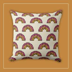 Retro-Regenbögen in Vintage-Kalifornischen Surferf Kissen