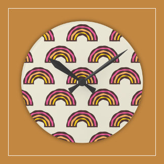 Retro-Regenbogen in Vintagen kalifornischen Surfer Runde Wanduhr