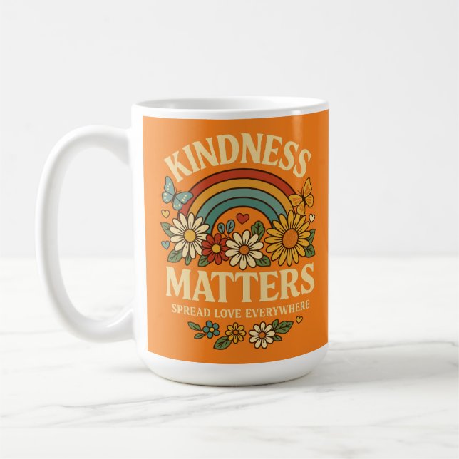 Retro-Regenbogen-Kunst mit Botschaft der Freundlic Kaffeetasse (Links)