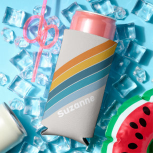 Retro-Regenbogen mit Name Selters Dosenkühler