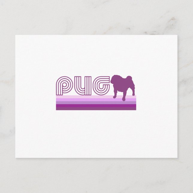 Retro-Regenbogen-Mops im Lila Postkarte (Vorderseite)
