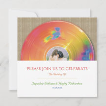 Retro-Regenbogen-Musik-Vinyl-Schallplatten-Hochzei