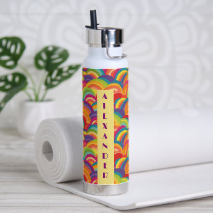 Retro-Regenbogen-Muster Nr. 5 Personalisierter Nam Trinkflasche