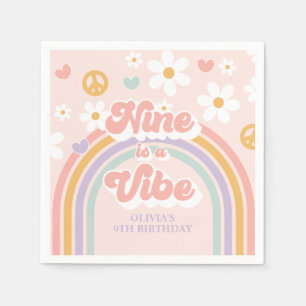 Retro Regenbogen Neun ist eine Stimmung 9. Geburts Serviette