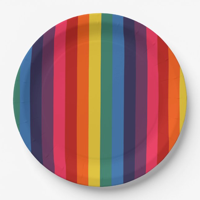 Retro Regenbogen Pappteller (Vorderseite)