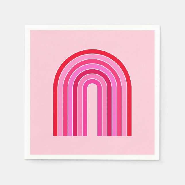 Retro-Regenbogen-Preppy-Rosa und Roter Pfeil Serviette (Vorderseite)