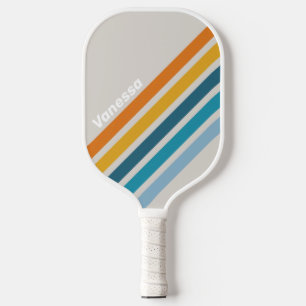 Retro-Regenbogen-Schrägstreifen mit Namen Pickleball Schläger