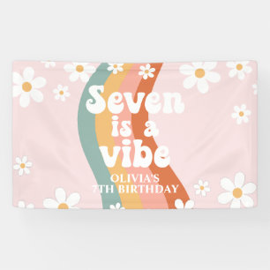 Retro Regenbogen Sieben ist eine Stimmung Gänseblü Banner