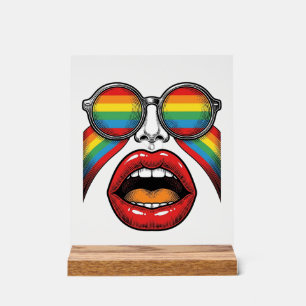 Retro-Regenbogen-Sonnenbrille Lippen Gesicht Vekto Acrylschild